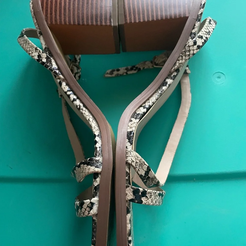 Halston snake print strappy heels